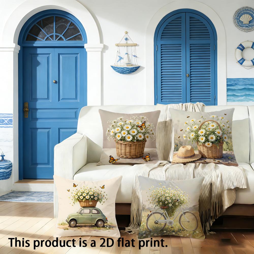 1/4pcs Floral Pillow Covers with Charming Designs Sofa cushion cover home bedroom room decoration