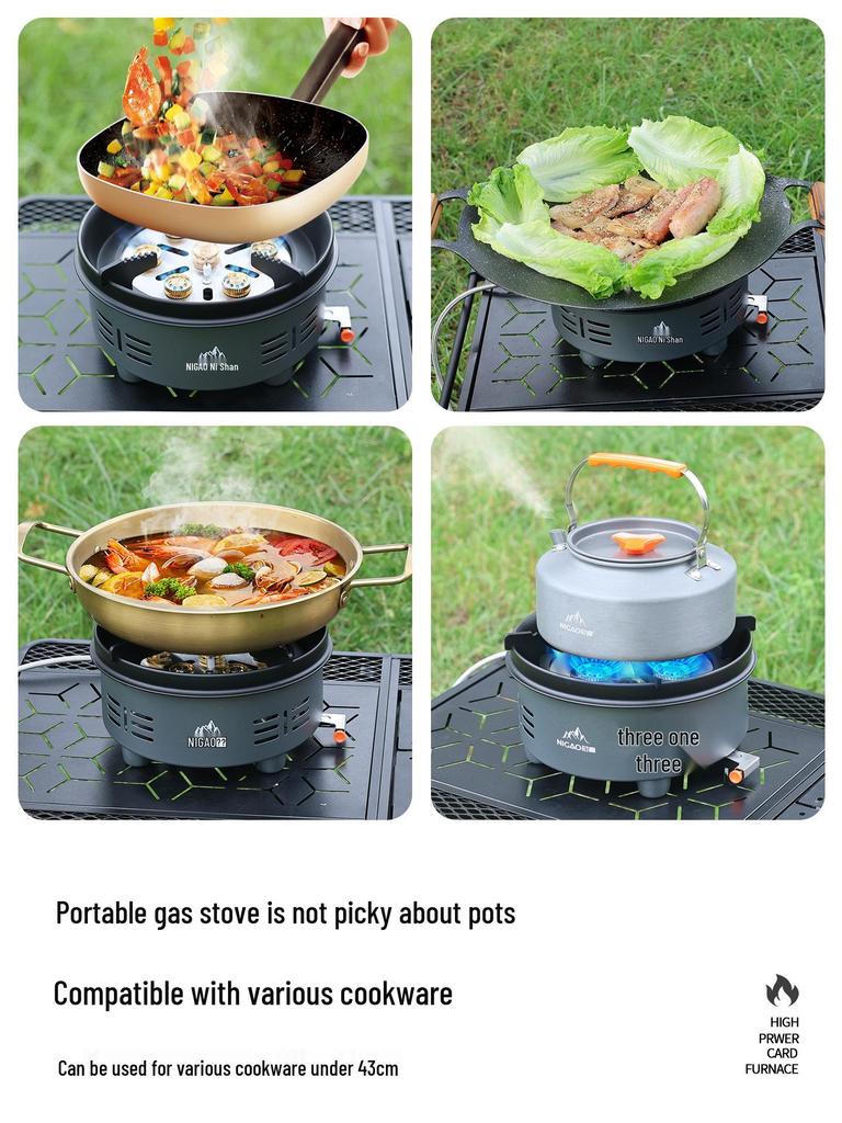 Seven Star Portable Windproof Gas Camping Stove - Split Design with Card-Type Ignition