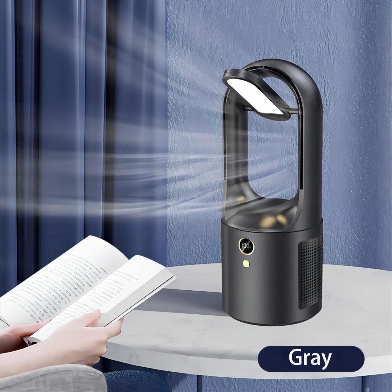 

Desktop Portable Rechargeable Bladeless Fan with Foldable Desk Lamp