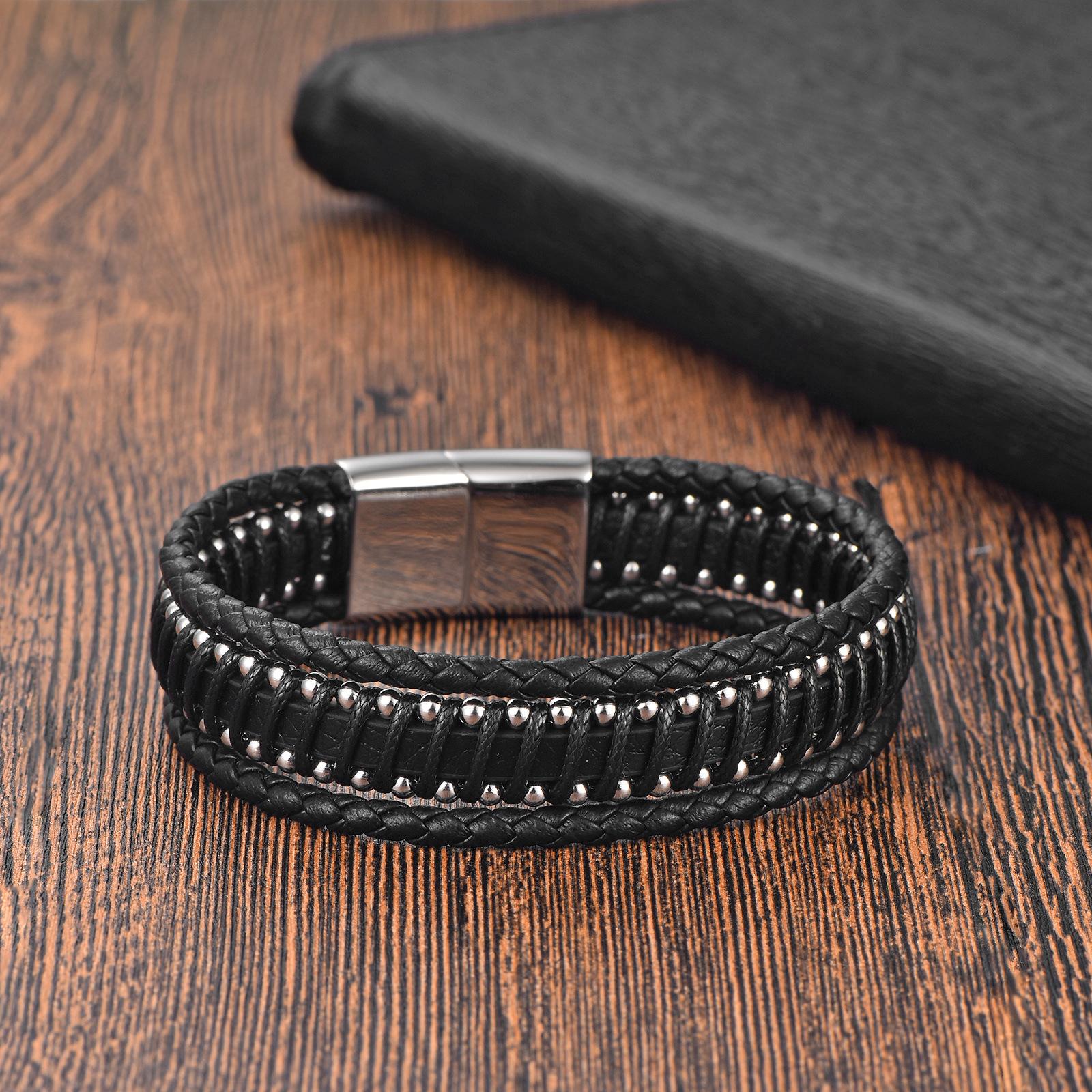 

Мужской браслет JYL TS Многослойный кожаный дизайн усиливает очарование и удачу 21CM multi-layer алабама багровый