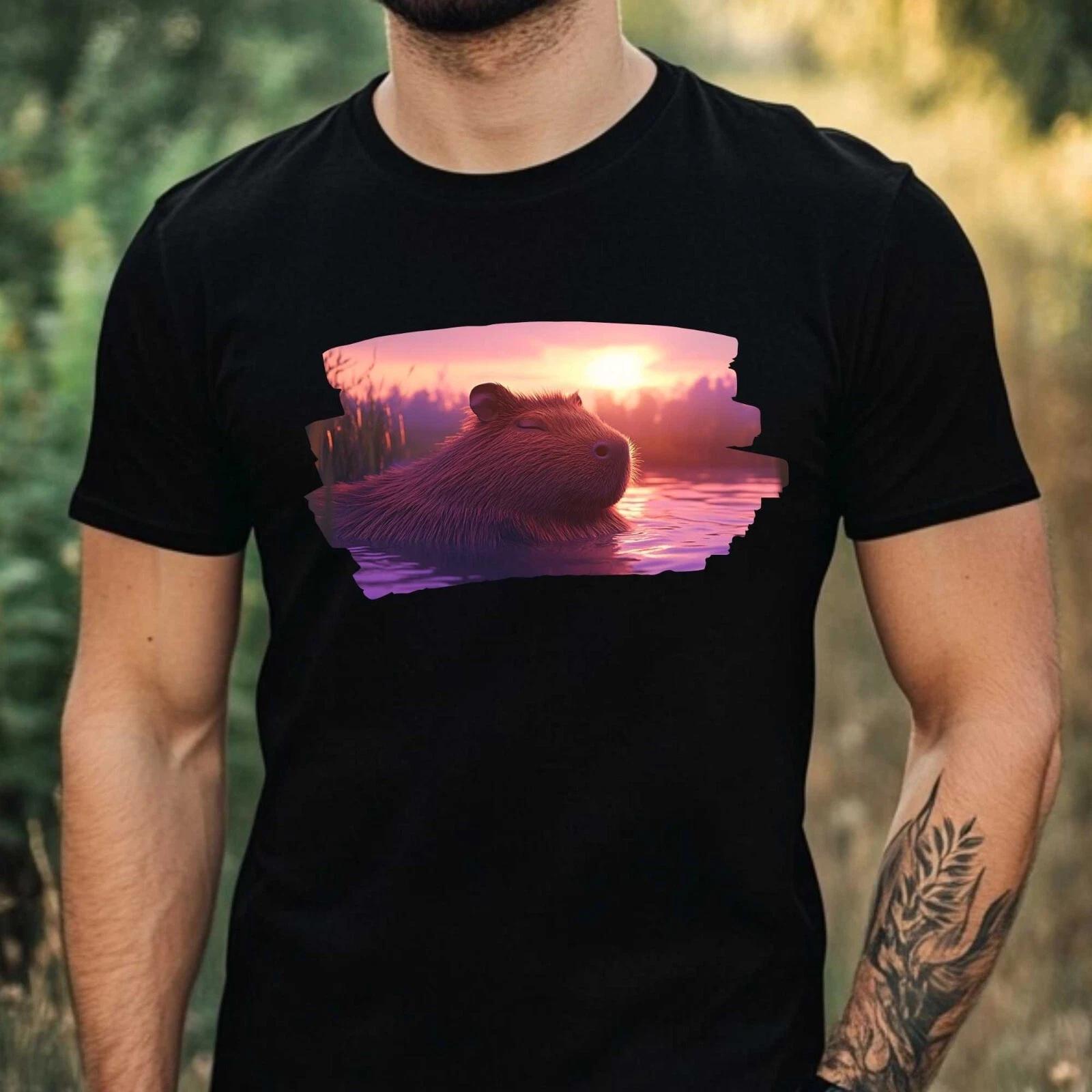 T-Shirt Herren Capybara Motiv Baumwolle Größe XS bis 5XL XS