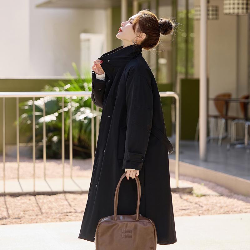 

Стильная женская зимняя куртка-пуховик средней длины больших размеров 2024 - Теплое и утолщенное ветрозащитное пальто Small чёрный