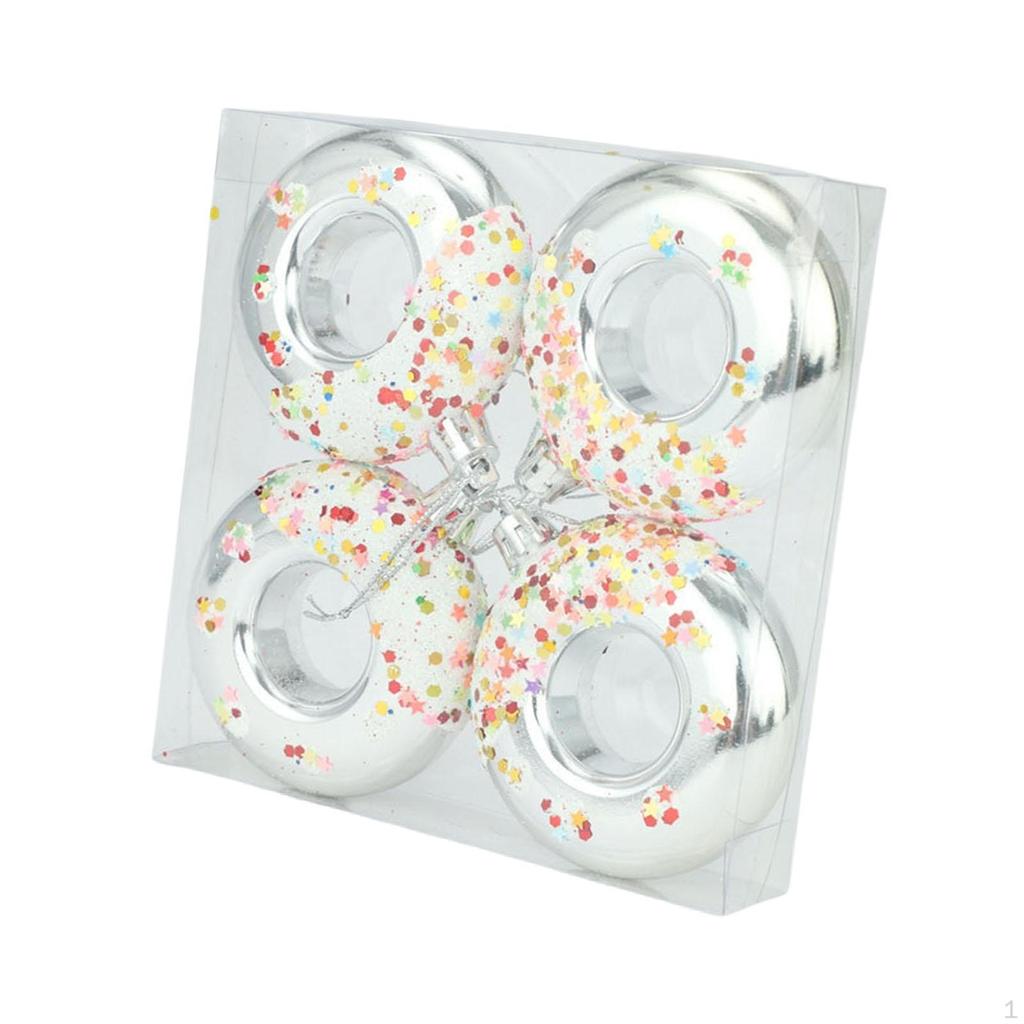 4 Donut Hanging Ornaments for Holiday Decor and Celebration In Home