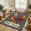 Floral Garden Theme Crystal Velvet Rug Personalized Custom Name Text Soft Floor Mat Home Decor