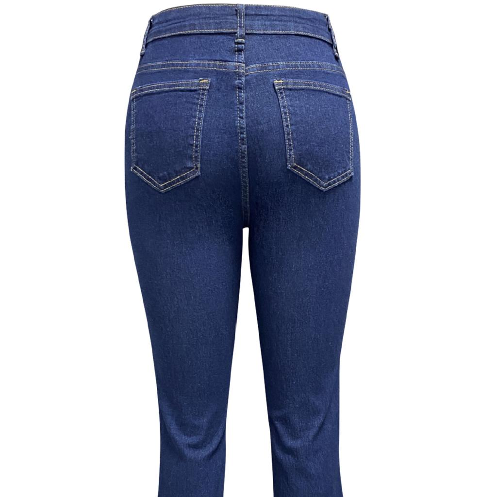 Frühling neue reihe schnalle hohe taille jeans weibliche dünne temperament ausgestelltes hosen