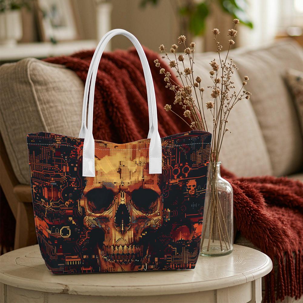Skull Pattern Women Tote Bag Stylish Daily Shoulder Bag