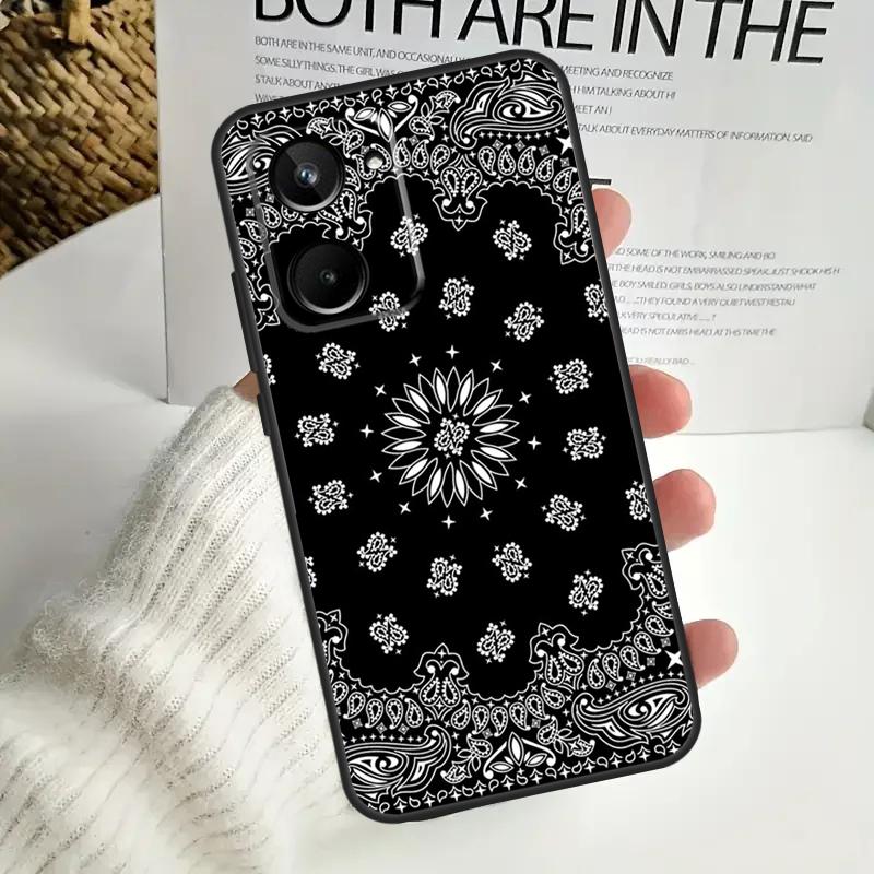 Black Bandana Paisley For Realme 15 10 11 12 13 14 Pro Plus C65 C67 C63 C61 C55 C51 C53 C35 C75 GT6 GT7 Pro Case