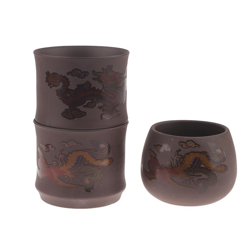 Drache Phönix Teetasse Chinesischer Stil Farbwechsel Lila Ton Teetasse Verbrühschutz Teebereiter Teeschale Trinkgeschirr Teeset