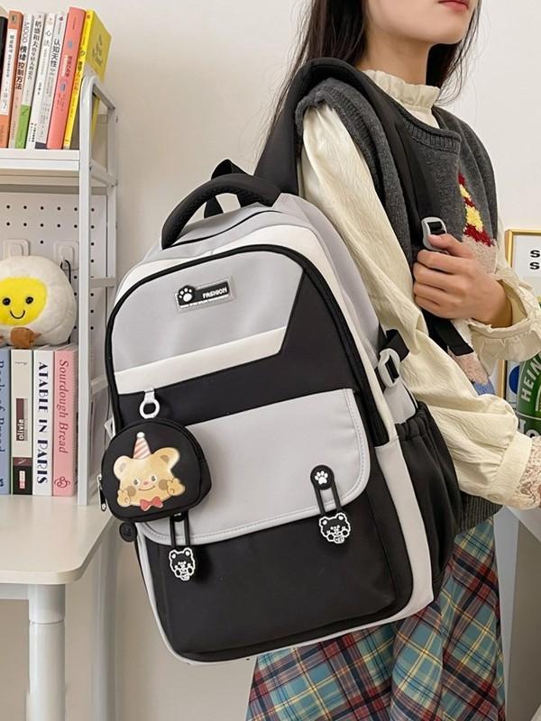 Schoolbag Schoolbag Female Ins Cute Junior High School Students Versatile Contrasting Color Backpack Simple Small Fresh Large Capacity Backpack