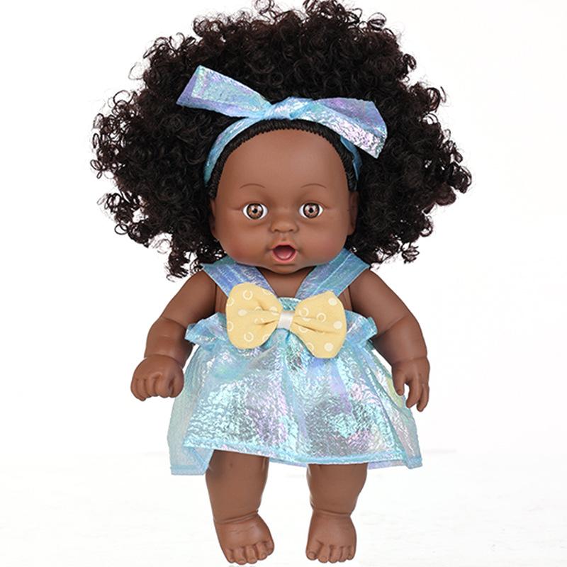 8 Inch Realistic African Baby Doll - 20cm Vinyl Reborn Doll, Cute Gift for Kids