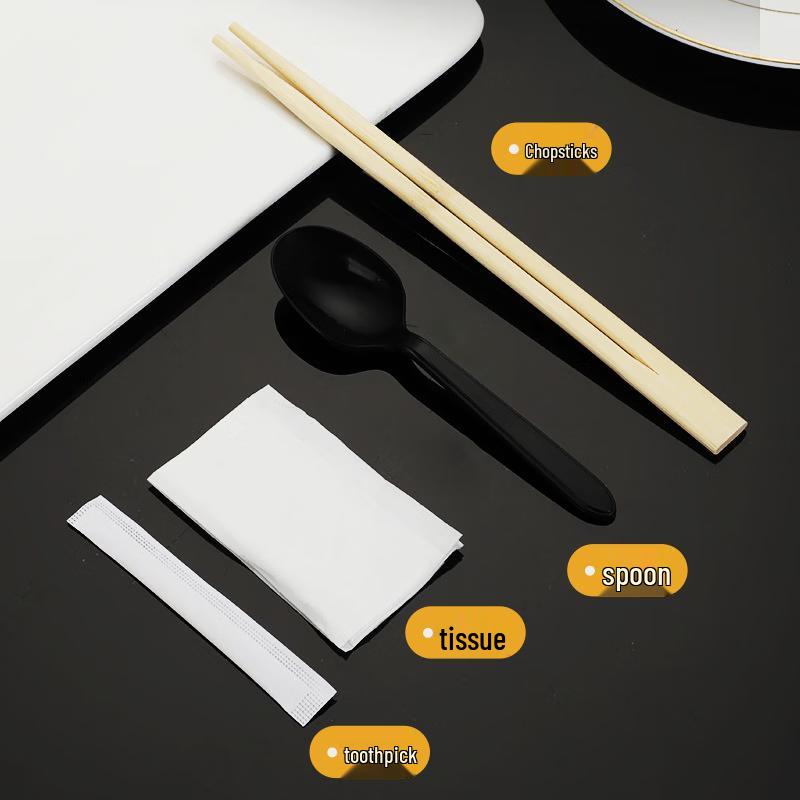 Disposable 4-in-1 Bamboo Cutlery Set