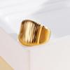 18K Gold Plated Stainless Steel Geometric Wide Band Ring