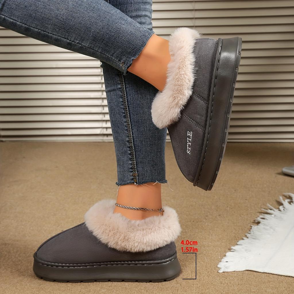 Men's and Women's Suede Like Warm Cotton Shoes, Comfortable, Warm, Non Slip, Indoor and Outdoor Fuzzy Slippers, Short Boots, Cotton Shoes