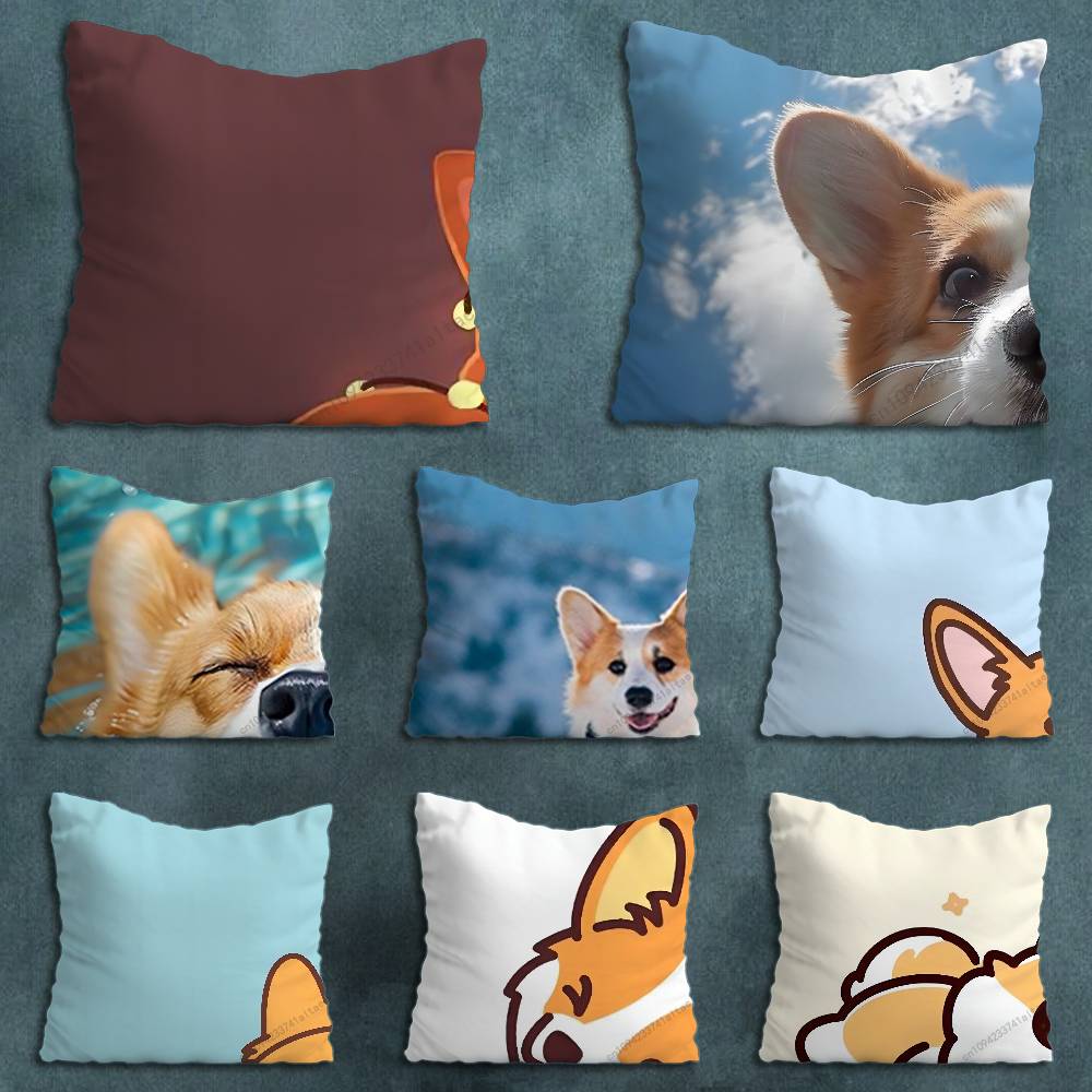 Cute Corgi Puppy pillow over living room sofa cushion cover home decoration bedroom room bed pillow cover