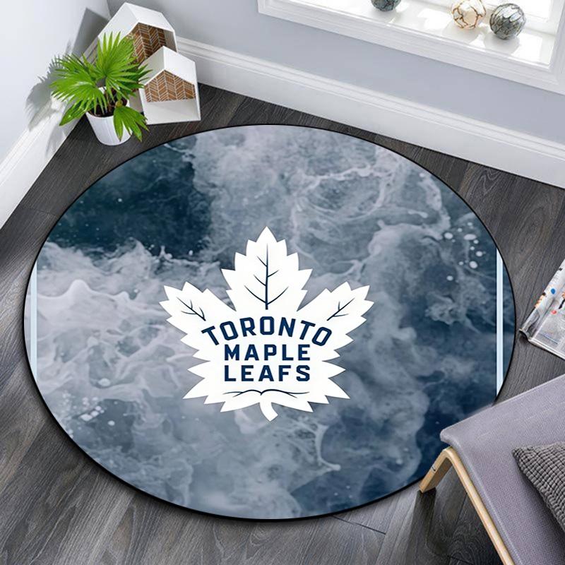 Toronto Maple Leafs,Round Area Rug,Carpet Rug for Living Room Bedroom Sofa Playroom Decor,Non-slip Floor Mat