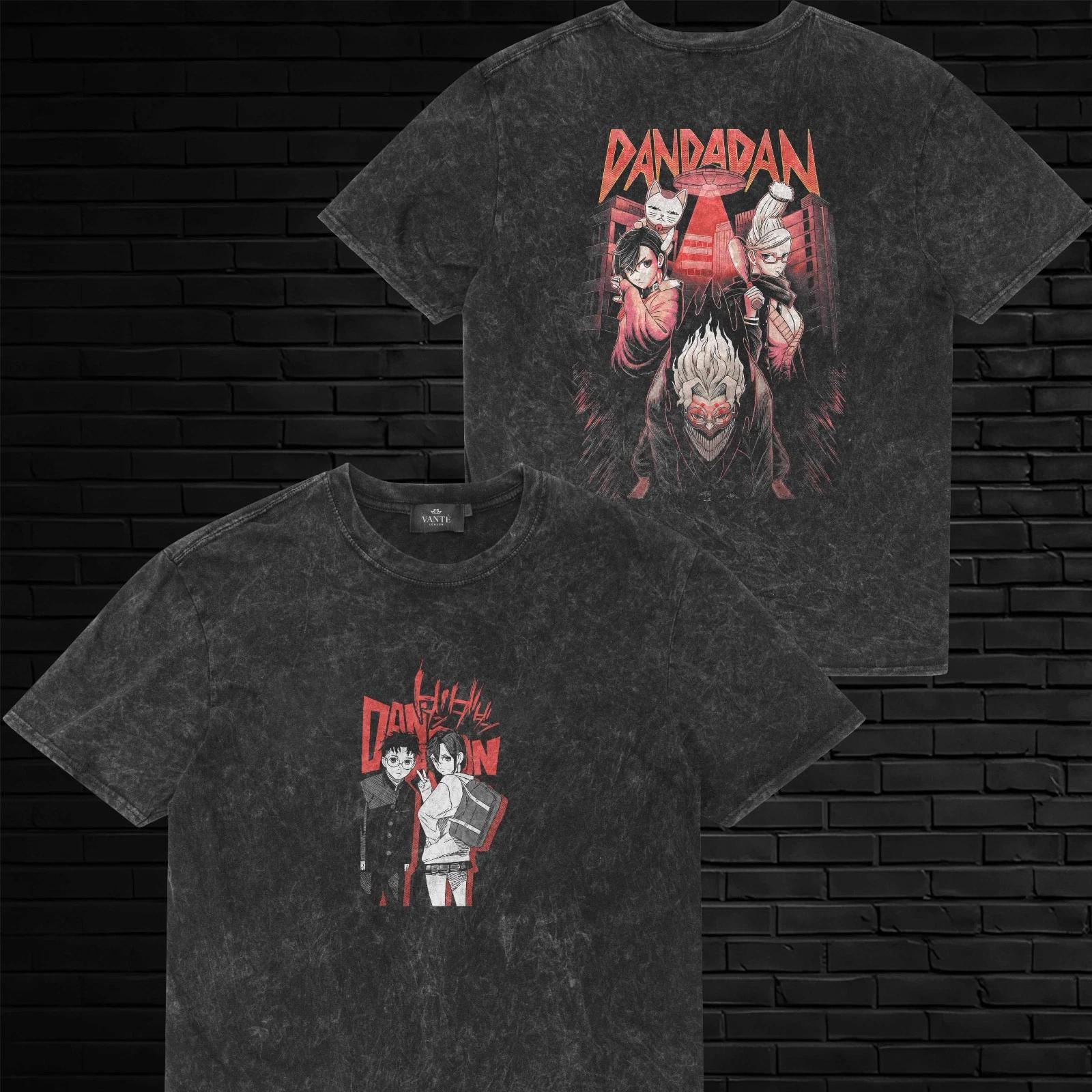 Okarun & Turbo Granny Anime T-Shirt Acid Wash Cotton Graphic Tee S