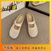 Internet celebrity hollow with skirt bag head slippers 2025 summer new popular flat bottom mesh half drag ins breathable sandals