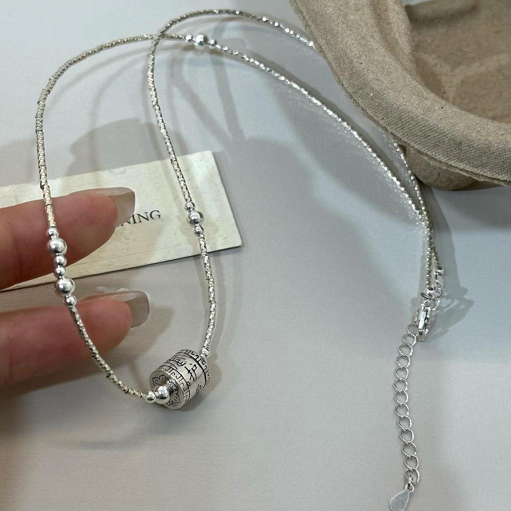 S925 Sterling Silver Chinese Style Luxury Collarbone Necklace - High-End, Simple, Versatile Design