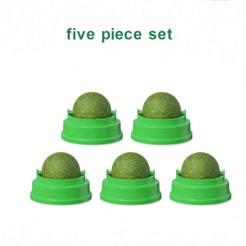 5pcs Catnip Balls, Interactive Cat Toy for Teeth Cleaning and Hair Removal, Stickable and Rotating