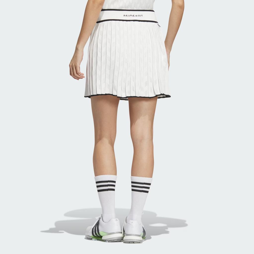 Adidas Primeknit Pleated Skirt Color Block Golf Comfortable Knitted Casual Skirt Women Skirts White IN6590