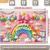 2D Colorful Rainbow & Balloon Happy Birthday Backdrop 2D Photo Background