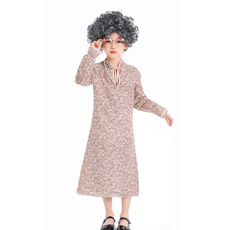 Giorno dei Bambini di Halloween Cappuccetto Rosso Gioco Nonna Lupo Vestito Floreale Pastorale Performance