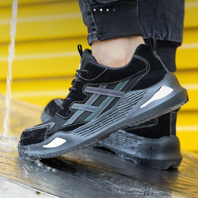 Cozok Lightweight Breathable Protective Mesh Safety Shoes For Men Puncture Resistant Steel Toe Work Sneakers Size 46