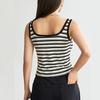 Women's Tank Top Square Neck T-shirt Striped Slim Fit Casual Top