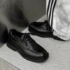 Niche design square head leather shoes formal business casual derby shoes British style big head shoes 66641-J