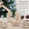 Christian Christmas Ornaments Nativity Table Decorations Wooden Scene Sculpture Stable Baby Wood Crafts Saint And Animal Figurines for Holiday Party