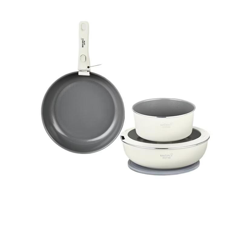 Mayballer Titanium Ceramic Glaze Detachable 3-Piece Cookware Set