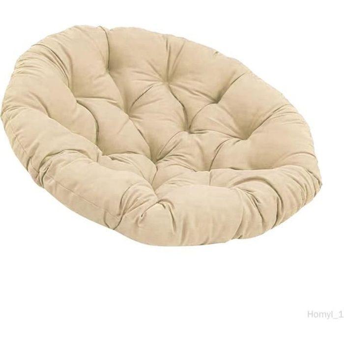 Coussin de siège rond rembourré COLAXI 50 x 50 cm – forme œuf, kaki et blanc, intérieur, style élégant