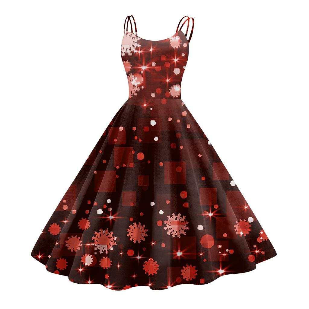 Damenmode Sexy trägerloses Gothic Cocktailkleid mit Weihnachtsgrafik, bedruckt, Vintage, lange Kleider