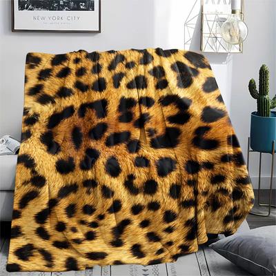 1Pc Leopard Pattern Print Flannel Blanket, High Quality Comfortable for All Seasons, Home Decor, Warmth and Comfort, Perfect for Christmas Gifts