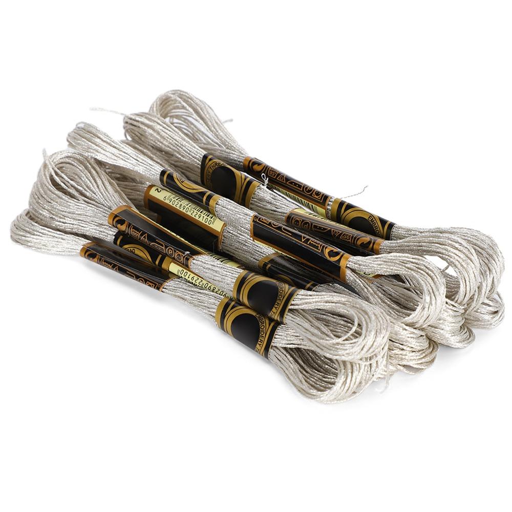 24pcs Silver Glossy Embroidery Floss Glitter Thread HandMade Yarn Cross Stitch Threads DIY Craft