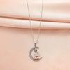 Creative Design Exquisite Zircon Moon Mother and Daughter Embrace Pendant Necklace for Women Charm Mother's Day Chokers Jewelry