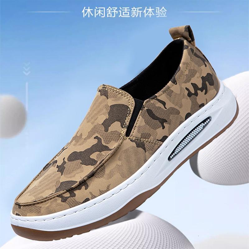 Men's Shoes Canvas Spring and Summer New Versatile Comfortable Camouflage Style Fashion One-pedal Board Shoes Casual Shoes Cloth Shoes