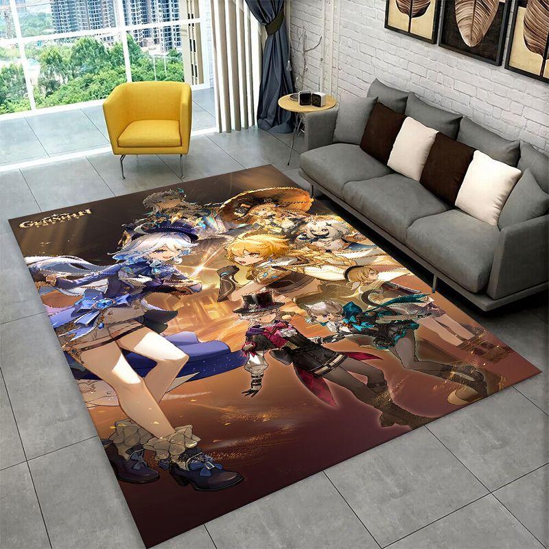 New Genshin Impact Cartoon Game Carpet Rug for Bedroom Living Room Sofa Playroom Doormat Home Decor,Kid Area Rug Non-slip gift