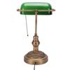Green Glass Bankers Desk Lamp Retro Antique Library Lamp with Pull Chain Switch Plug in Fixture US Plug 110V