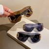 Y2K Rimless Punk Monolithic Sunglasses Women Goggle New Luxury Brand Shades Suns Glasses Female Five Star Wrap Around Eyewear