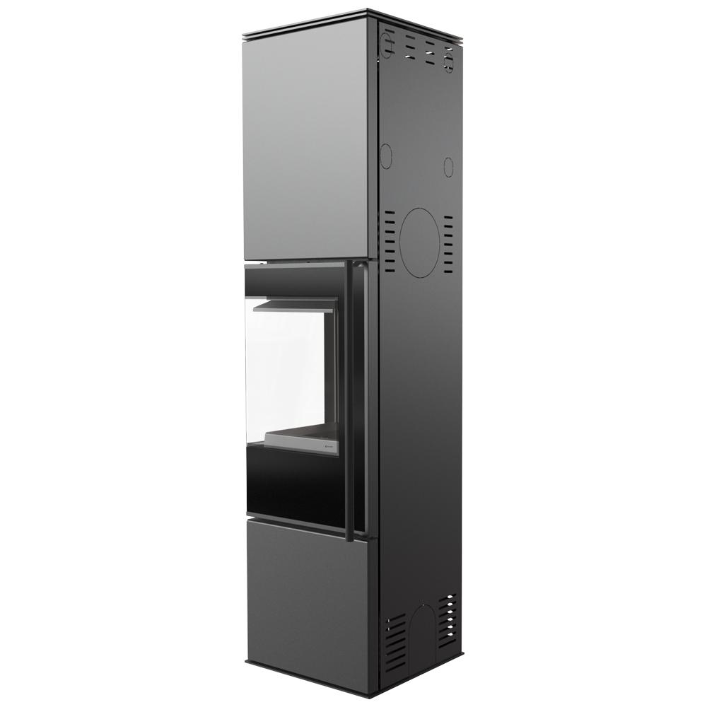 Wood burning steel stove KRATKI REN/L left Ø 150 7 kW black thermotec self closing door