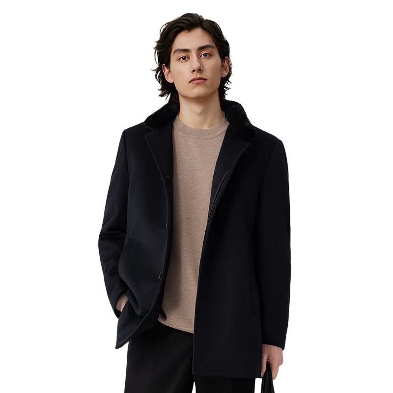 

Hodo Men s Detachable Fur Collar Wool Blend Overcoat XL