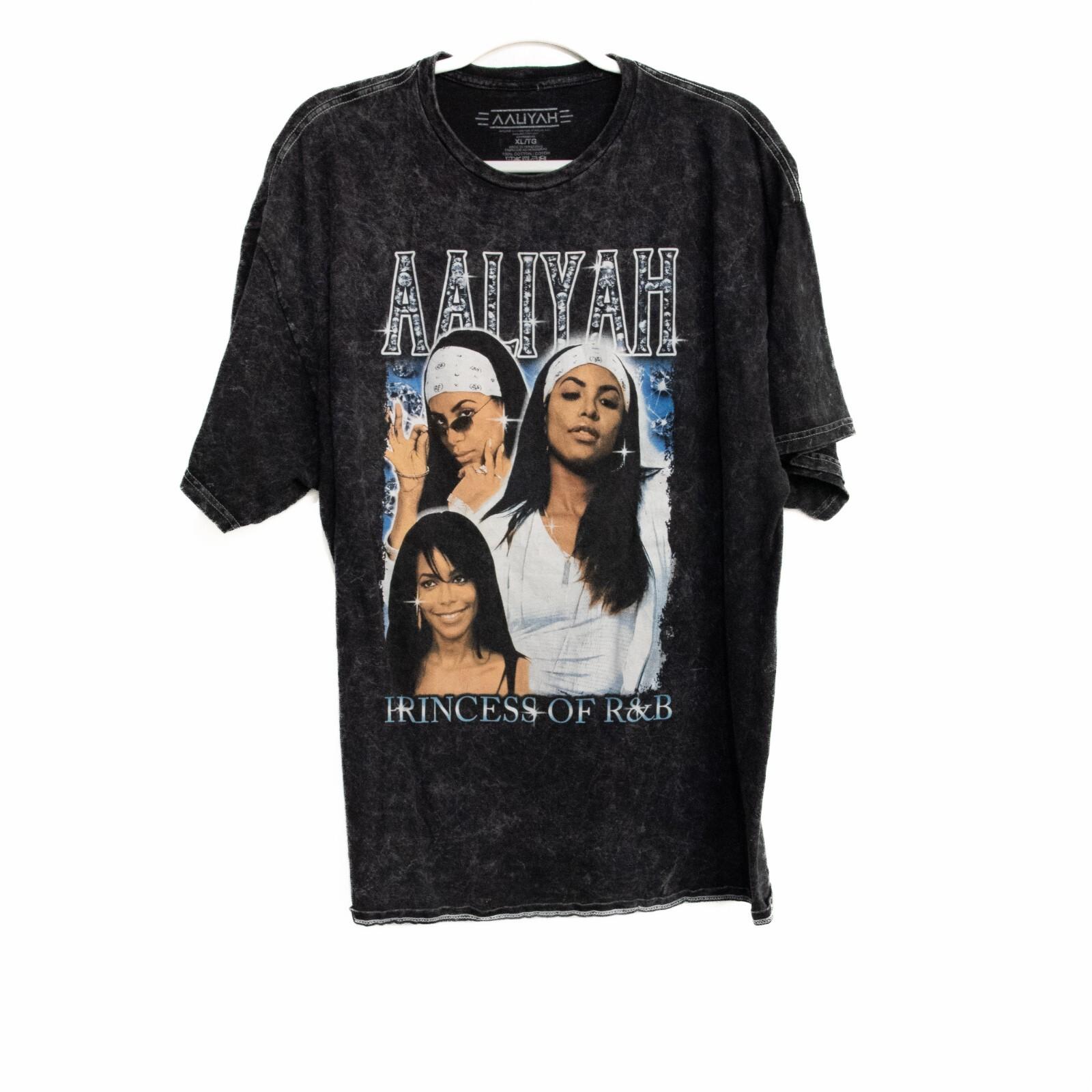 Aaliyah Mens Black Cotton T-Shirt Princess of RB Graphic Short Sleeve XL XL
