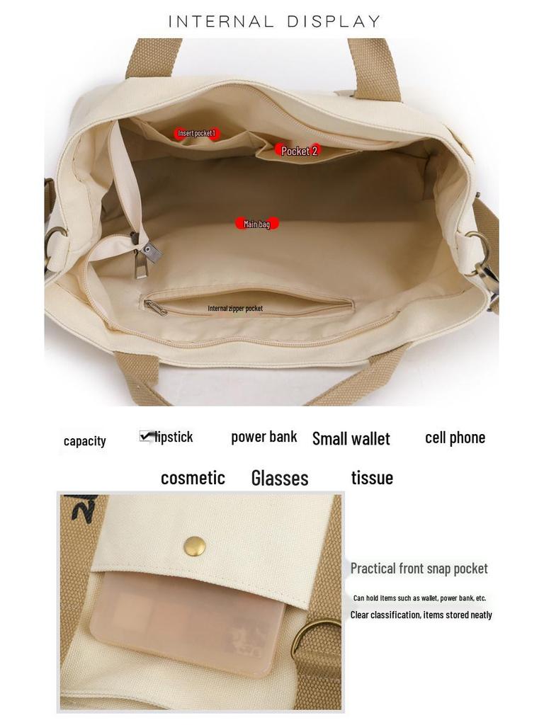 New Canvas Women's Tote: Simple, Trendy, Large-Capacity Crossbody Handbag