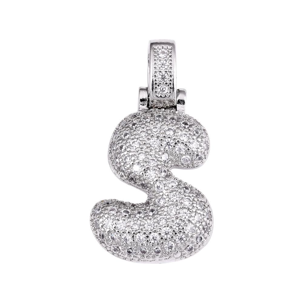 Cross Hip Hop Copper Zircon 26-Letter Pendant Necklace