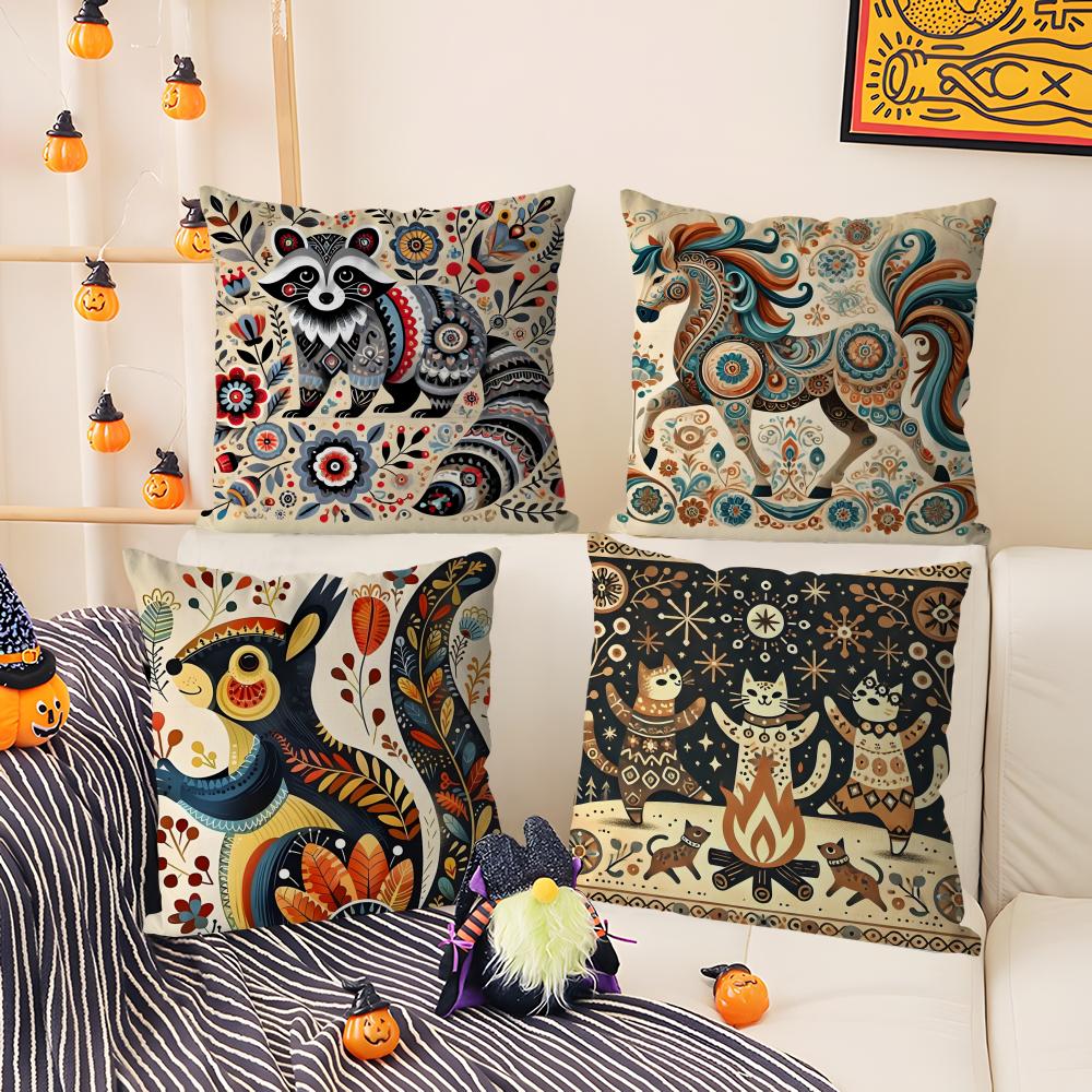 Colorful natural animal flower prints Pillow Case Comfort Sofa Bed Silky elegant Invisible zipper Decorative cushion cover