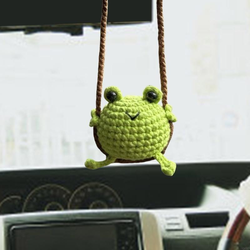 Pingente Balanço Crochê Animal Desenho Animado Fofo Ornamento para Pendurar no Espelho Retrovisor do Carro Decoração Interior do Carro Presentes Acessórios Fofos para Carro