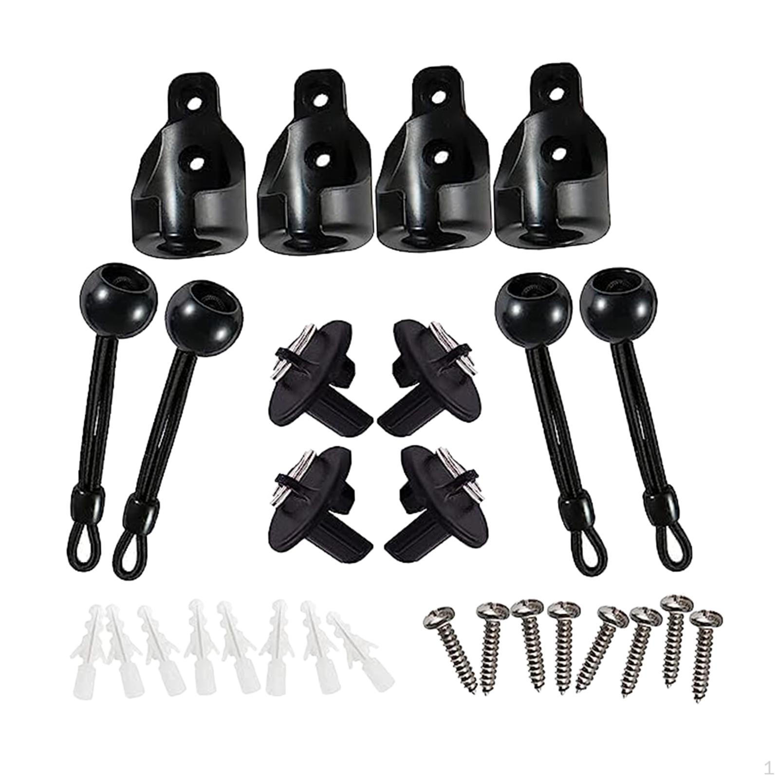 

16 Pieces & Shade Bungee Tie Down Ropes Set Fixing Accessories Universal Indoor Outdoor Kit чорний