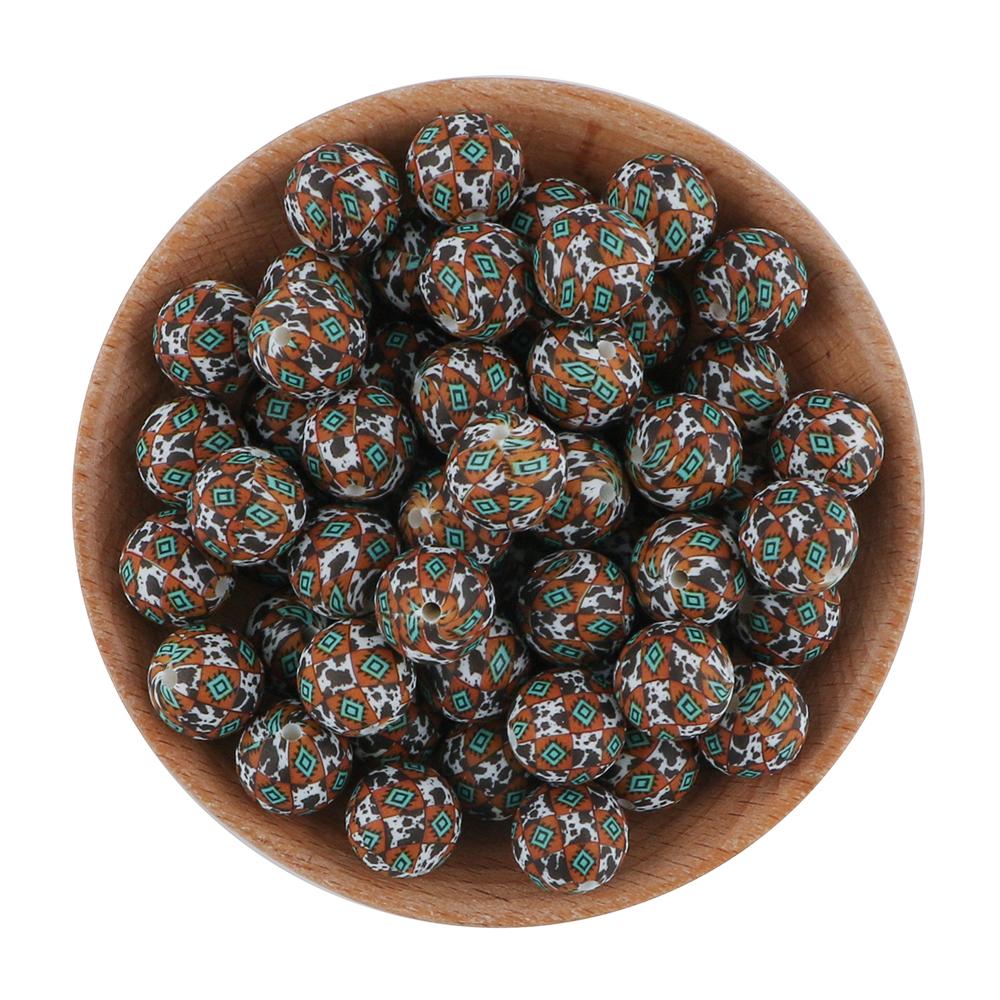 NEW Christmas Series Printed Silicone Beads 20Pcs/15mm  DIY Keychain Necklace Bracelet Accessories For Jewelry Making