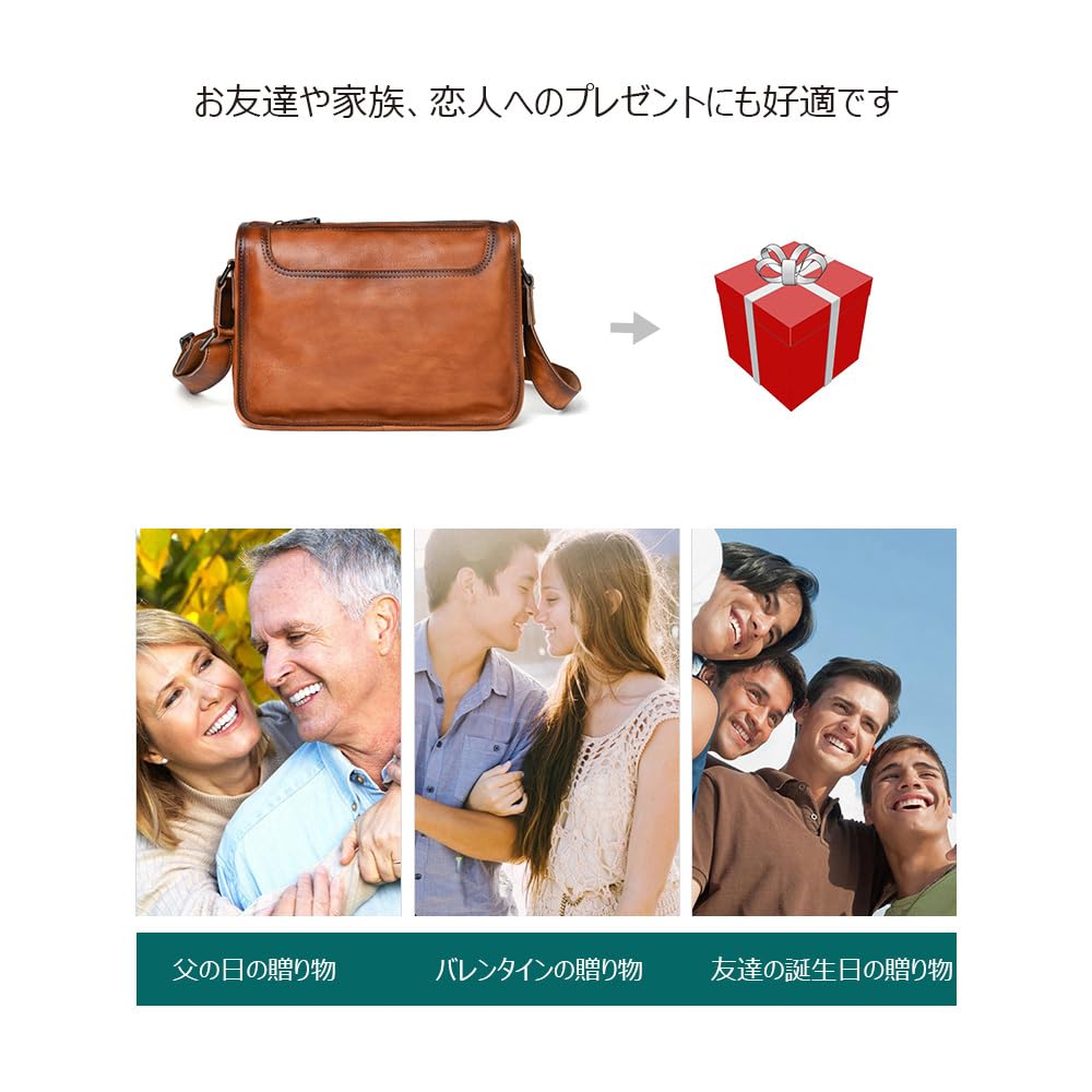 Whatna Antik-Gegerbtes Naturrindleder Ein-Schulter-Tasche für Herren, Handtasche, Schultertasche, Umhängetasche, Horizontales Format, Klein, Hochzeit,